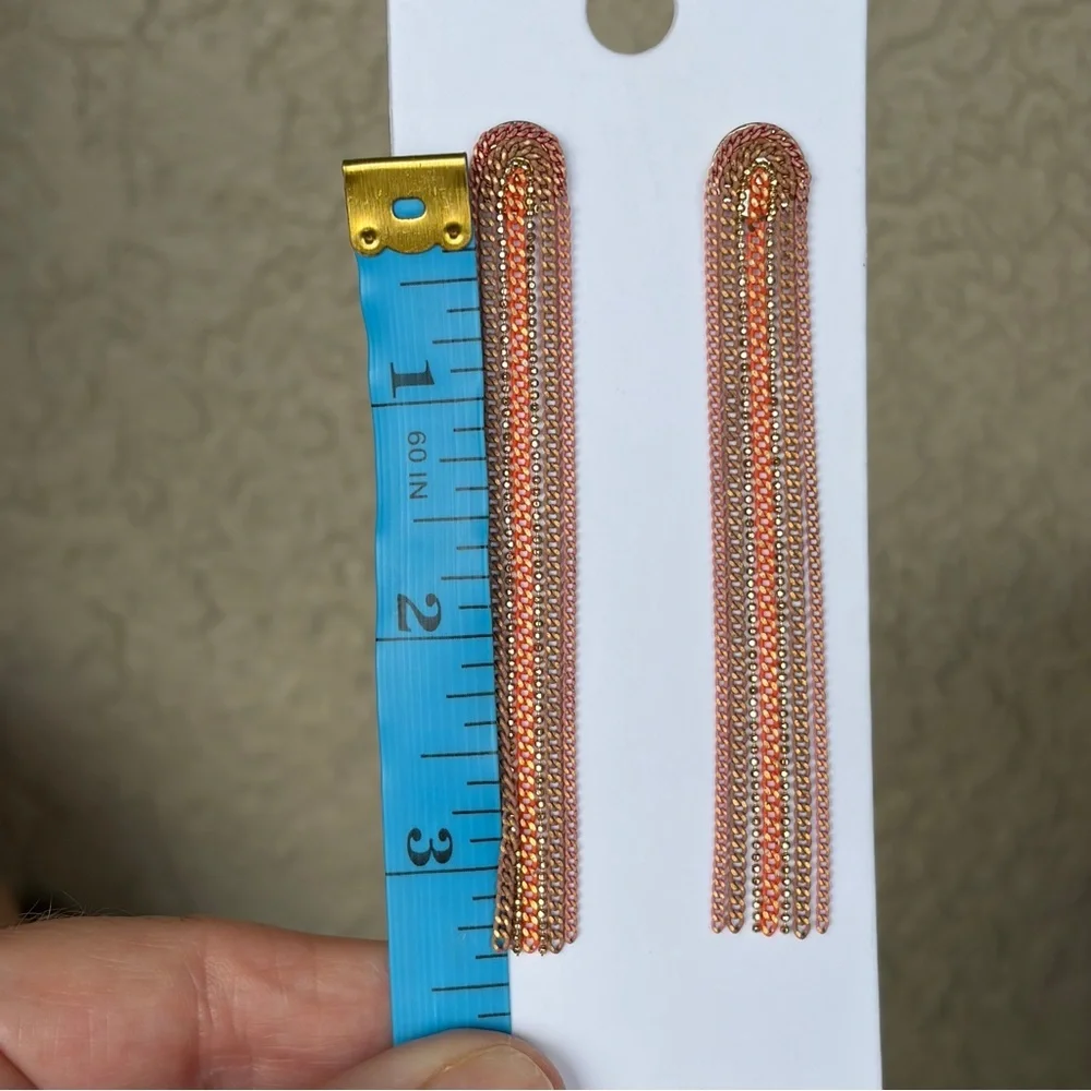 Express Trendy Pink & Gold Chain Dangle Earrings